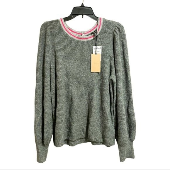 HALOGEN Blouson Sleeve Knit Sweater Grey Dark Heather Grey - NWT - Size Small - Picture 3 of 4